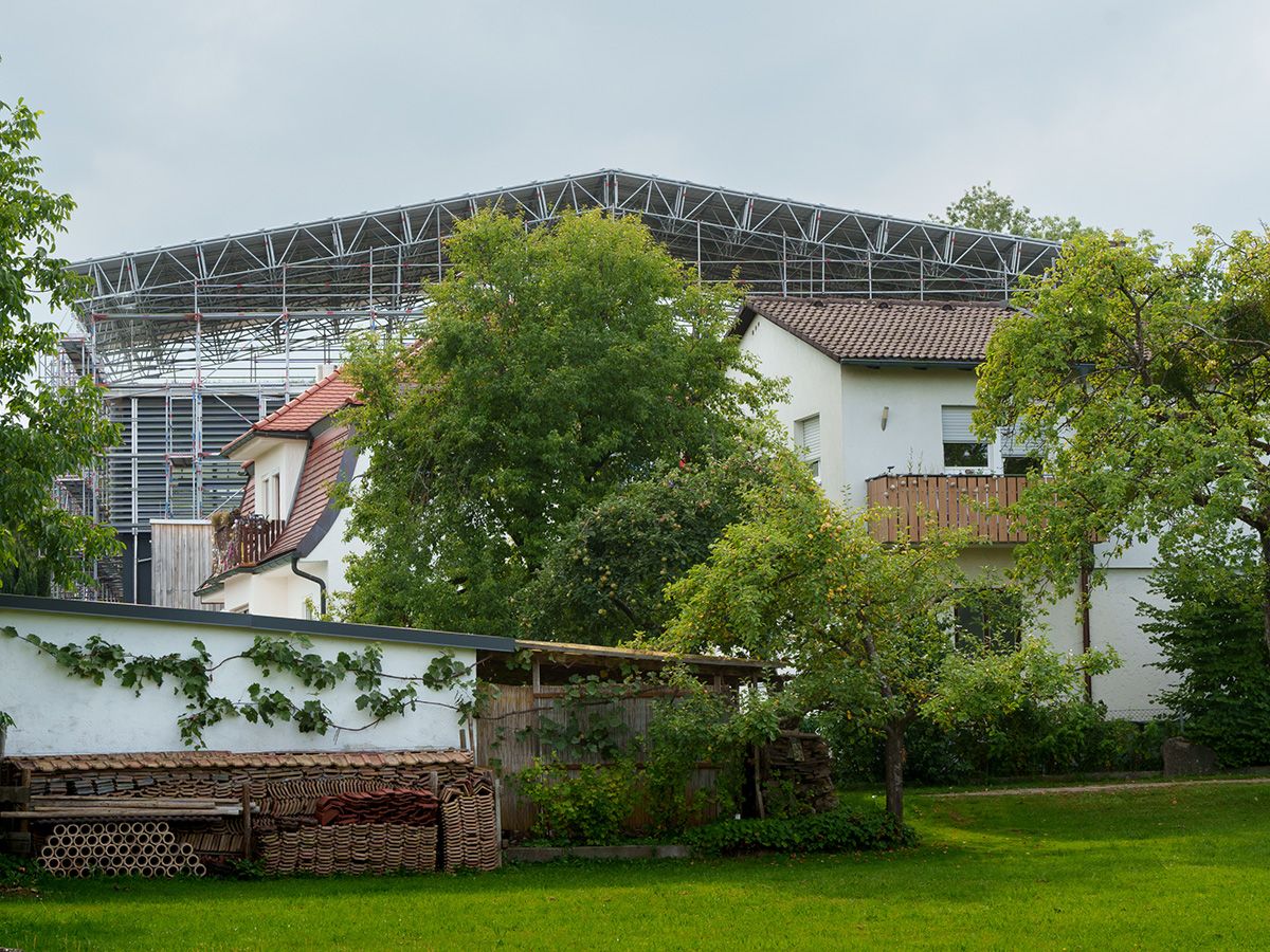 Turnhalle Ebersberg eingerüstet von A&U Gerüstbau